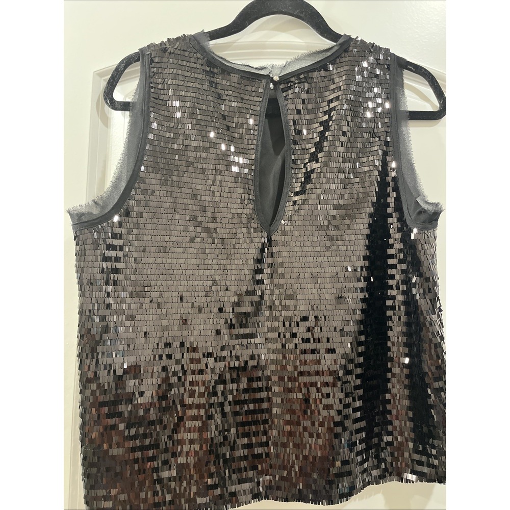 WHO WHAT WEAR Women's Black Sequin Crew Neck Sleeveless Pullover Tank Top M - Picture 5 of 12